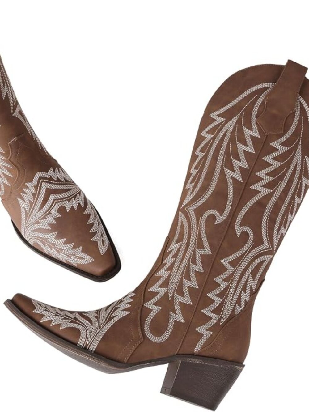 Mid Calf Western Cowgirl Boots for Women 15” Shaft Snip Toe | Embroidered, 2” Ch - Picture 2 of 4